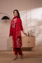 Juniper Maroon Solid Embroidered Straight Kurta Pant And Dupatta Set With Thread Work - Distacart