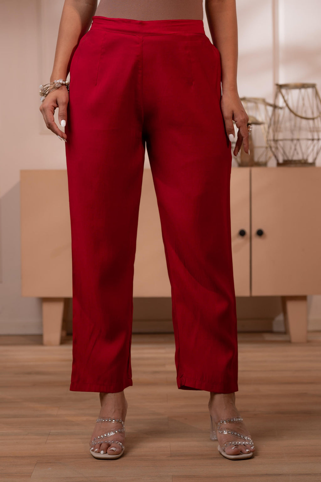 Juniper Maroon Solid Embroidered Straight Kurta Pant And Dupatta Set With Thread Work - Distacart