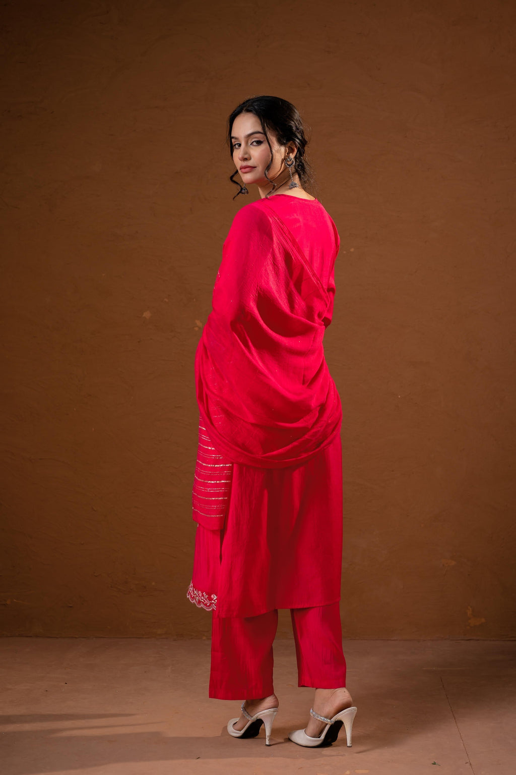 Juniper Fuchsia Zari Embroidered Straight Kurta Set With Matching Pant & Dupatta - Distacart