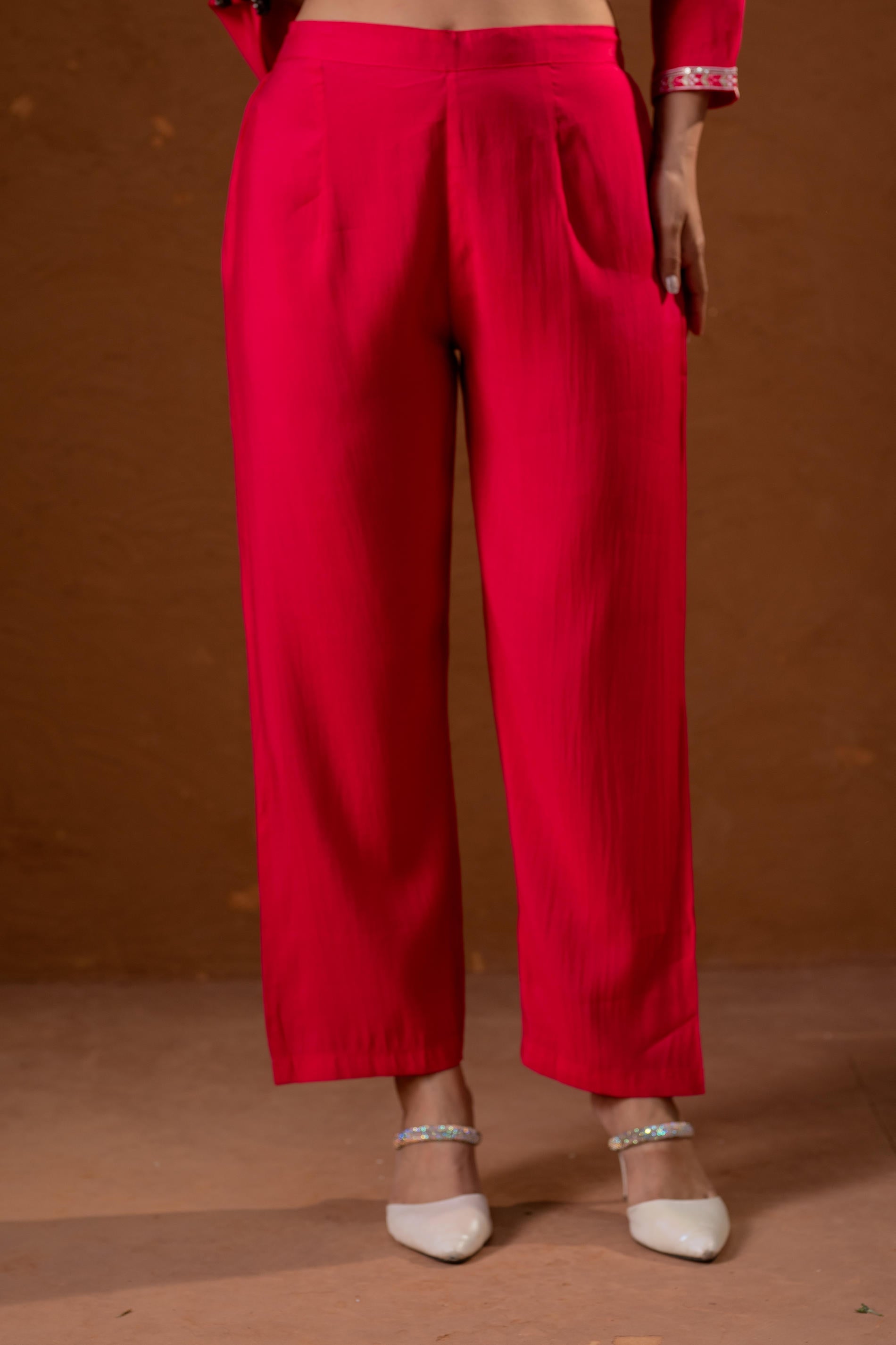 Juniper Fuchsia Zari Embroidered Straight Kurta Set With Matching Pant & Dupatta - Distacart