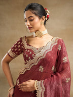 kasee Floral Embroidered Pure Silk Saree - Distacart