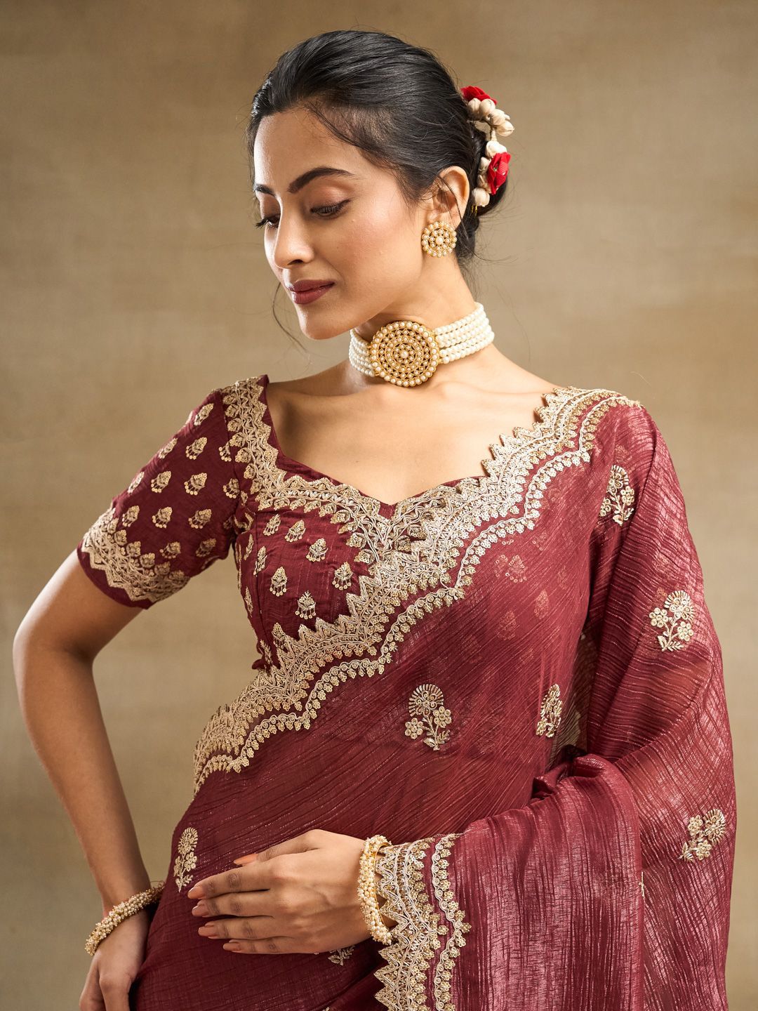 kasee Floral Embroidered Pure Silk Saree - Distacart