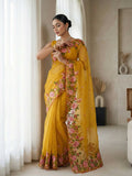 Joban Fashion Yellow Candy Crush Party Wear Sarees - Distacart