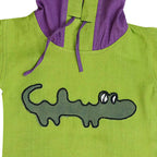 Mhyssa Croco Half sleeves Green and Purple Hoodie with Shorts Set For Kids