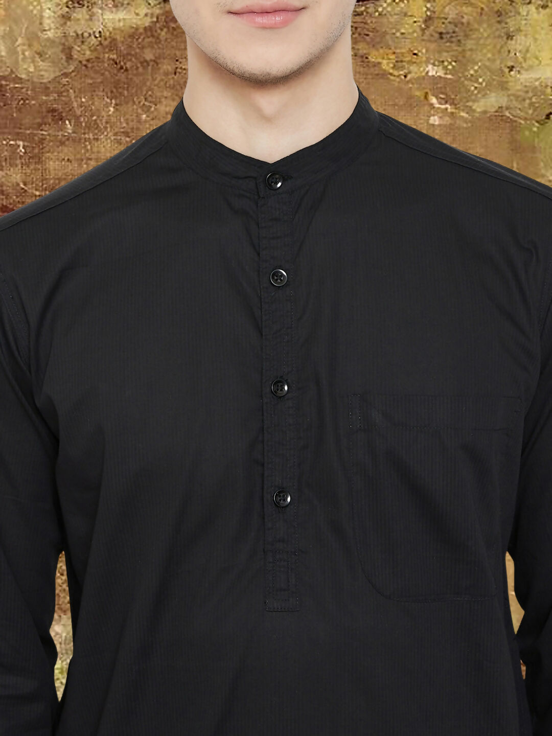 Even Apparels Men's Pure Cotton Black Kurta