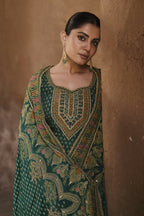 Anaita Dark-Green Silk Readymade Palazzo Suit with Swarovski Work - Distacart