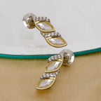 Boat Shaped Earrings with Diamond in Gold (Silver) - Ruby Raang - Distacart