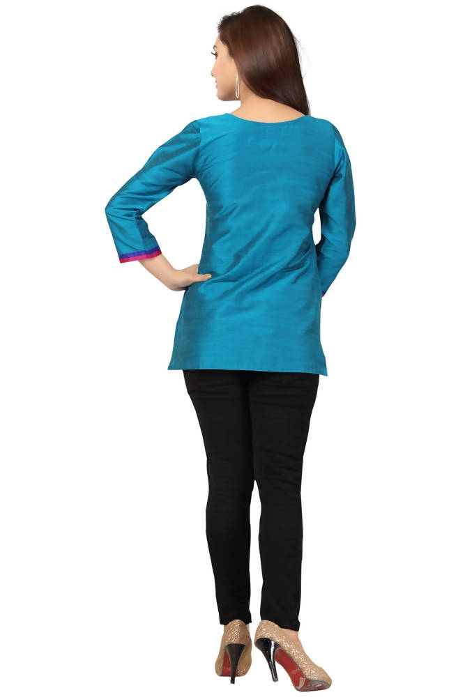 Snehal Creations The New Age Ethnicity Turquoise Blue Women Short Kurta