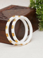 Golden Bangles (White) - Ruby Raang - Distacart