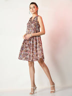 Myshka Women's Multi A-Line Printed Dress - Distacart