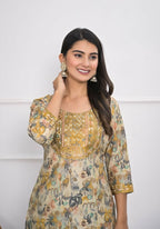 Festive Wear Ethnic Cream chanderi Stitched Suit - Anbazaar