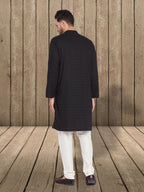 Even Apparels Men's Rayon Embroided Black Kurta