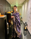 DEIANA'S Beautiful Designer Golden zari Soft Lichi Silk Saree - Blue