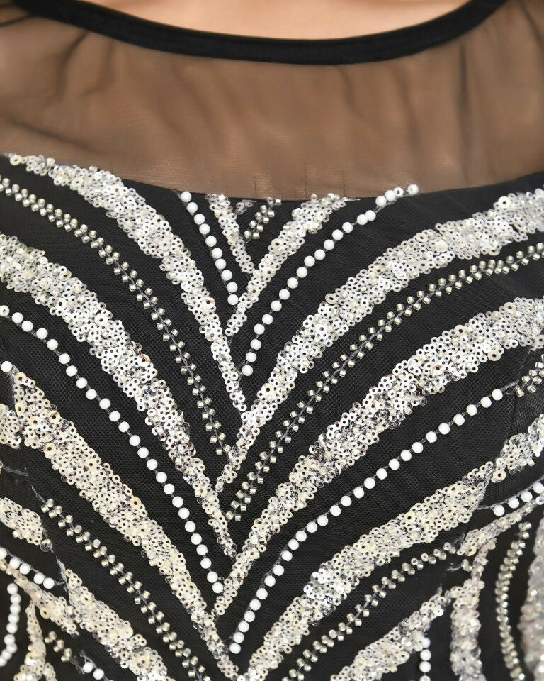 Amodini Designer Studio Heavy Work Black Pearl Sequined Padded Blouse