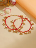 Ruby Raang 22k Gold Polished Stone Anklets - Distacart