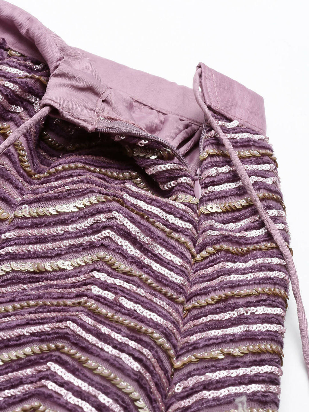 House of Panchhi Lavender - Net Embroidered Lehenga with Zig-Zag Pattern