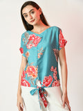 Myshka Women's Sea Green Printed Top