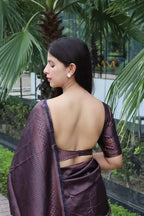 DEIANA'S Beautiful Designer Golden zari Soft Lichi Silk Saree - Purple