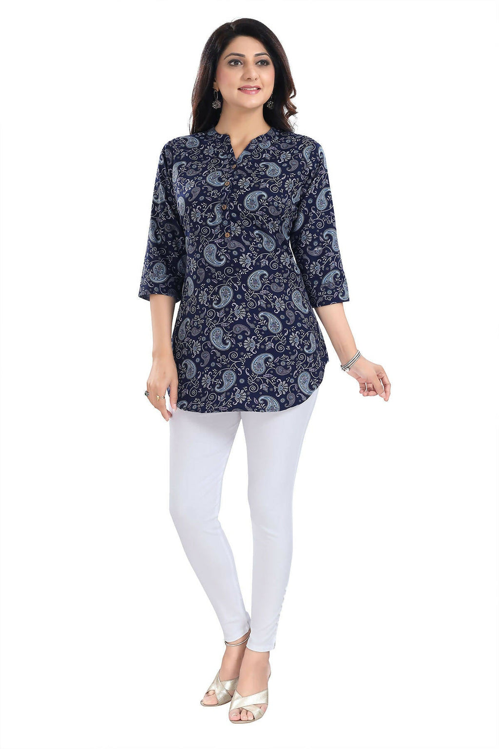 Snehal Creations Ethnic Galore Blue Short Tunic Top for Women - Distacart