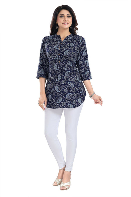 Snehal Creations Ethnic Galore Blue Short Tunic Top for Women