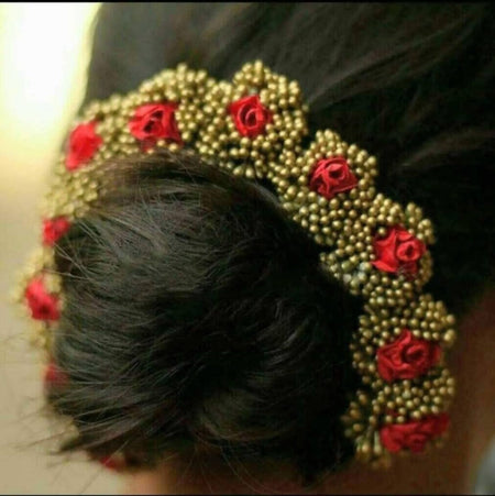 Red & Gold Bridal Hair Gajra