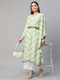 Ahalyaa Women Green Crepe Digital Printed Flared Sleeve Kaftan Kurta - Distacart