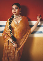Joban Fashion Yellow Dull Moss Brasso Saree - Distacart