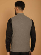 Even Apparels Nehru Jacket With Welt Pockets - Grey