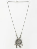 NVR Women's Silver-Toned German Silver Oxidised Pendant with Chain