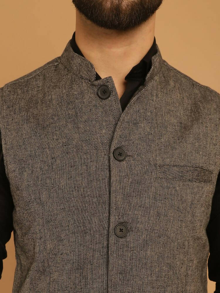 Even Apparels Pure Wool Nehru Jacket - Grey