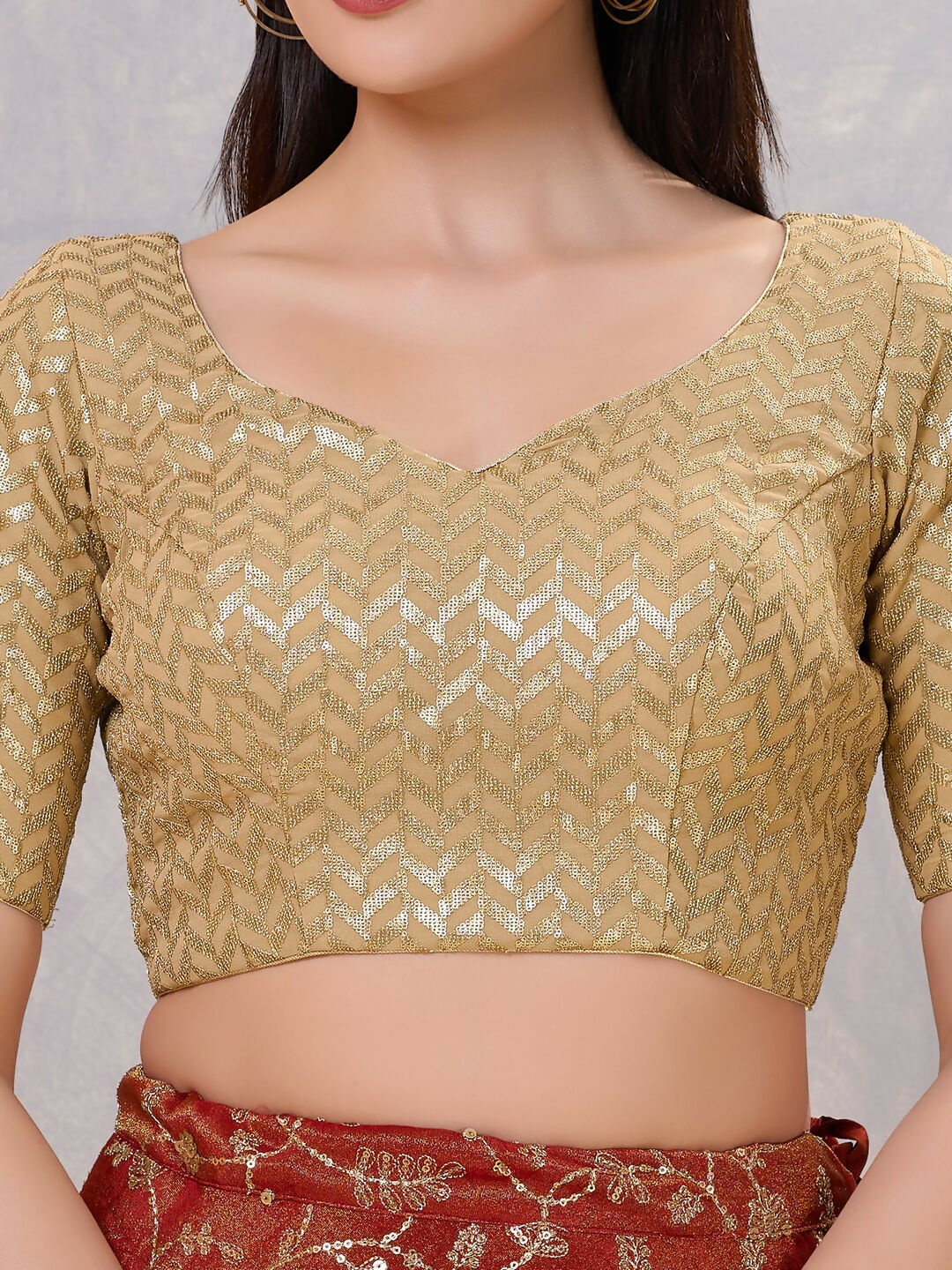 Joban Fashion Women Silk Gold Stitched Blouse