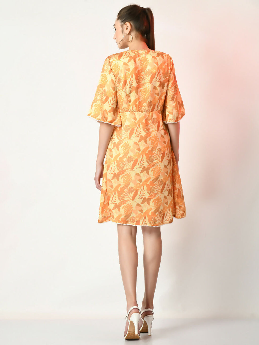 Myshka Women's Yellow Printed Dress - Distacart