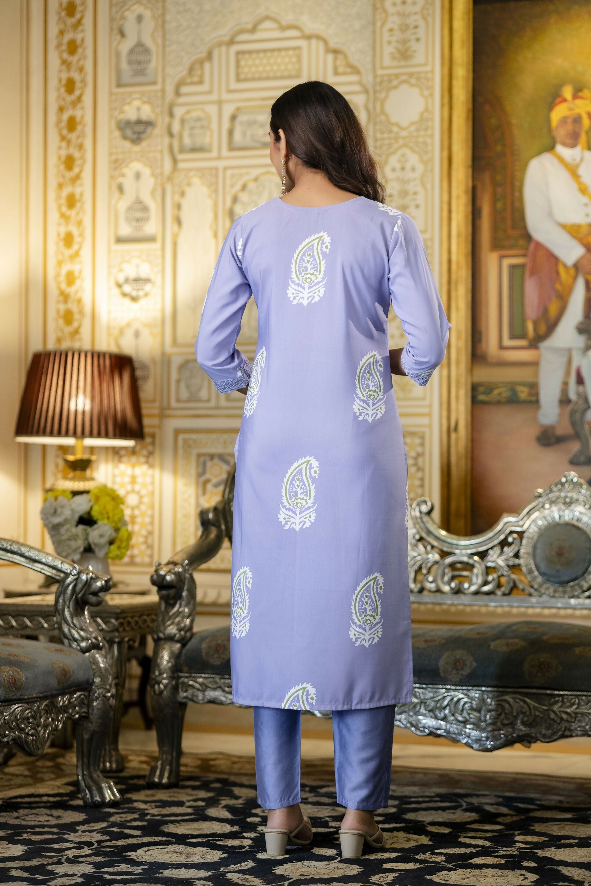 The52 Women's Beautiful Rayon Fabric Printed Work Straight Kurta Pant and Dupatta Set - Distacart
