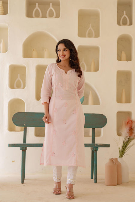 Juniper Blush Whisper Embroidered Kurta