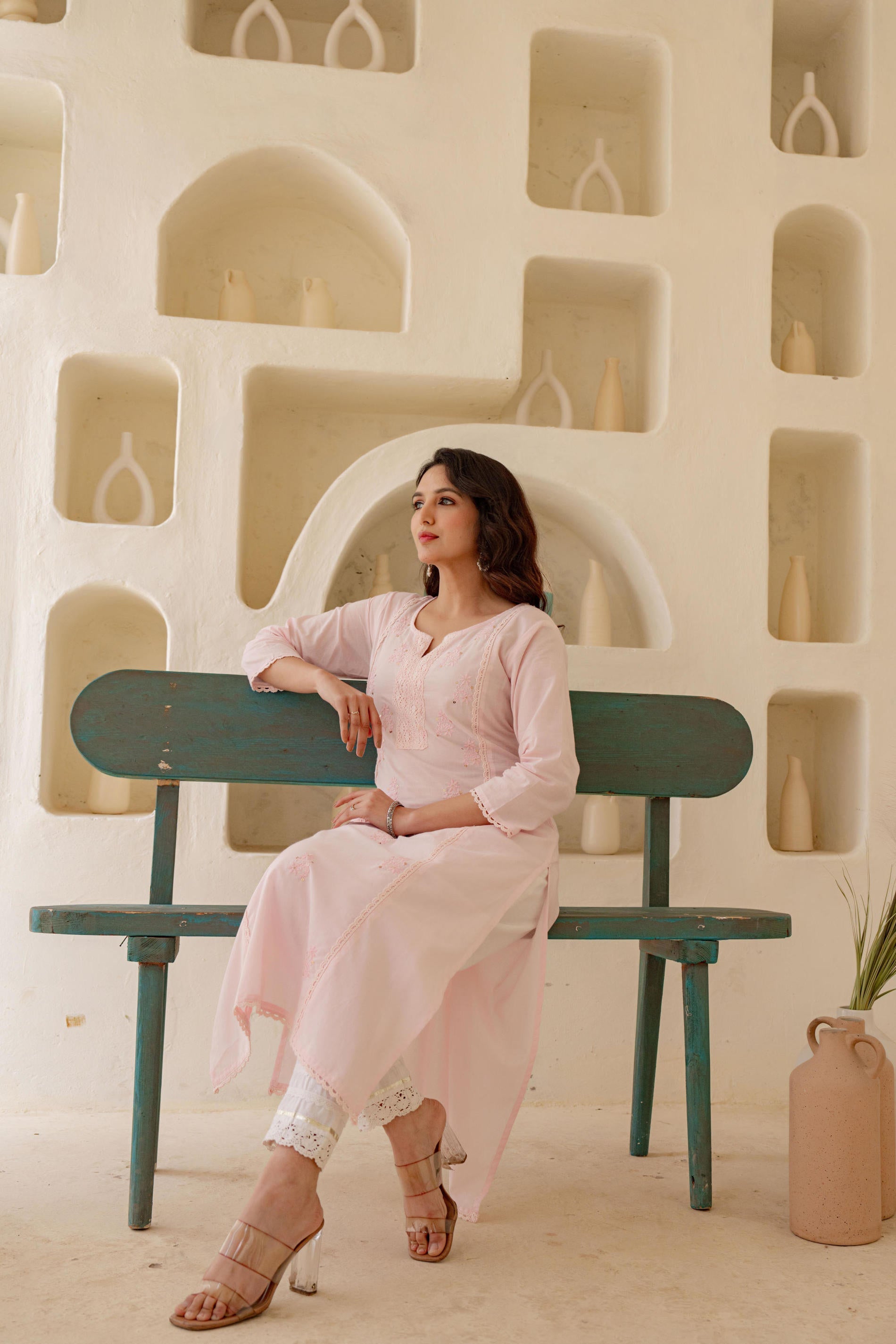 Juniper Blush Whisper Embroidered Kurta - Distacart