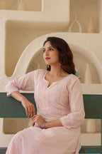 Juniper Blush Whisper Embroidered Kurta - Distacart