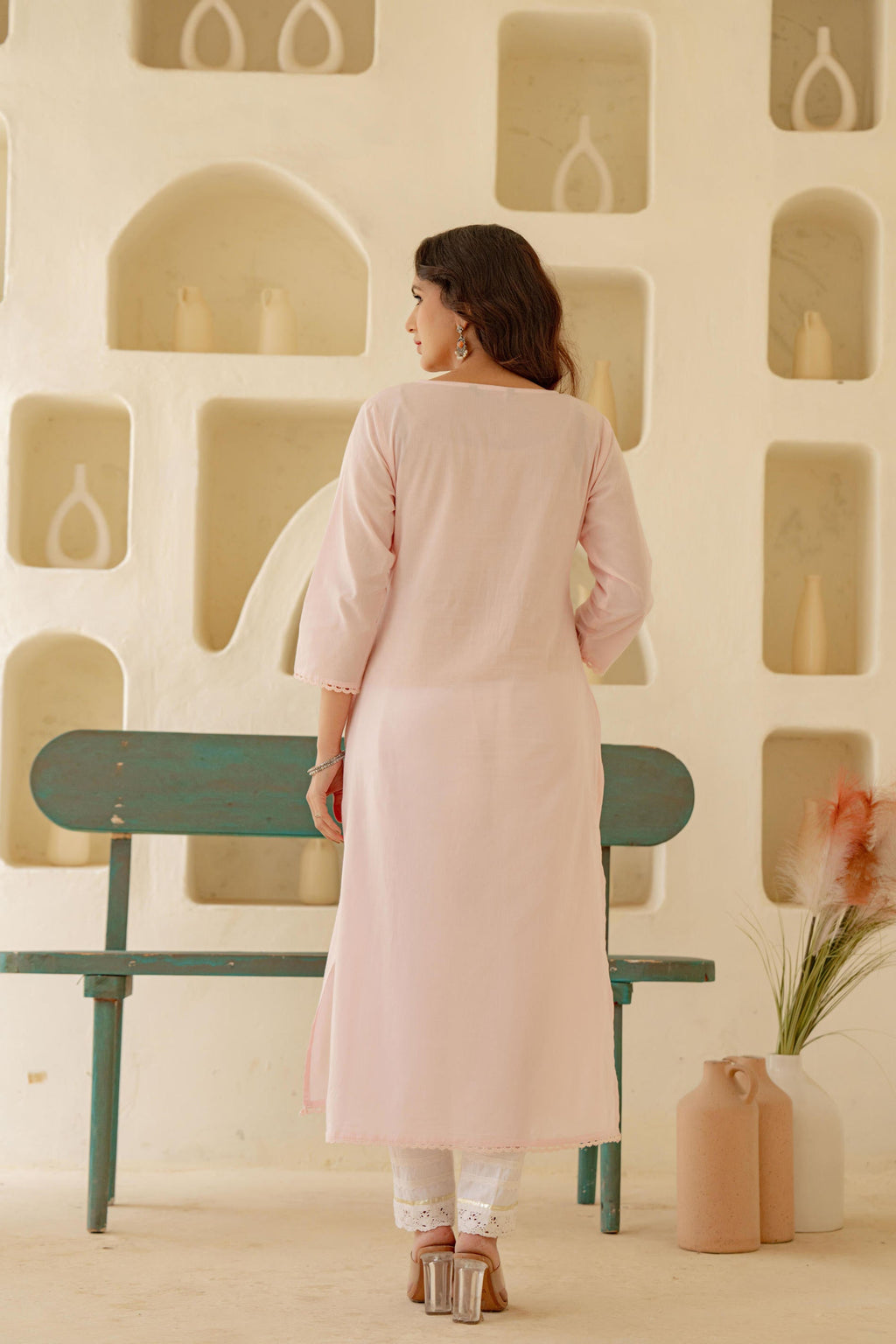Juniper Blush Whisper Embroidered Kurta - Distacart