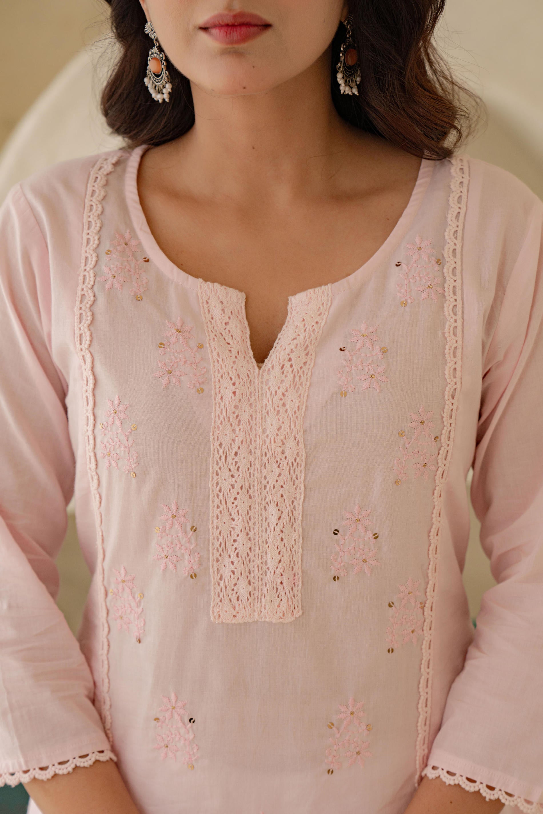 Juniper Blush Whisper Embroidered Kurta - Distacart