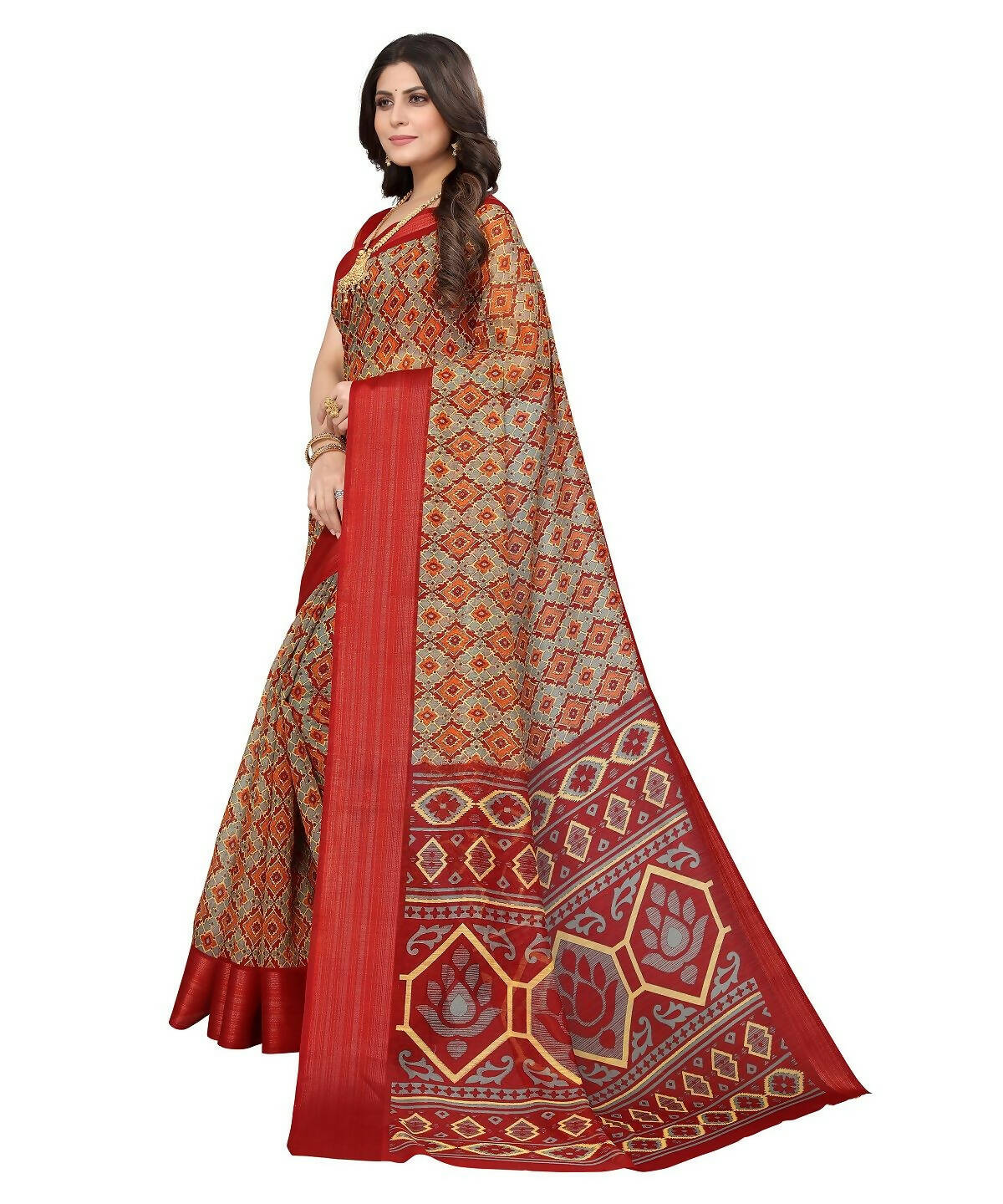 Vamika Cotton Grey Jari Border Bollywood Style Saree (VASU GREY) - Distacart
