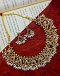 Jewel City Handcrafted Antique Gold-Plated Kundan Choker Necklace Set with Pearls | Traditional Indian Ethnic Bridal Jewelry Set