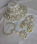 Jewel City Luxurious White Kundan Bridal Set - Complete Semi Wedding Jewelry Collection with Pearl Embellishments - Distacart