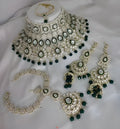 Jewel City Luxurious Green Kundan Bridal Set - Complete Semi Wedding Jewelry Collection with Pearl Embellishments - Distacart