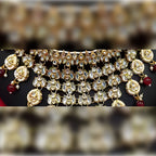 Jewel City Kundan Choker Necklace Set with Maang Tikka & Jhumka Earrings - Traditional Indian Bridal Jewelry Collection Gold-Plated