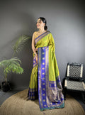 Joban Fashion Green Banarasi Soft Silk Woven Butti Saree - Distacart