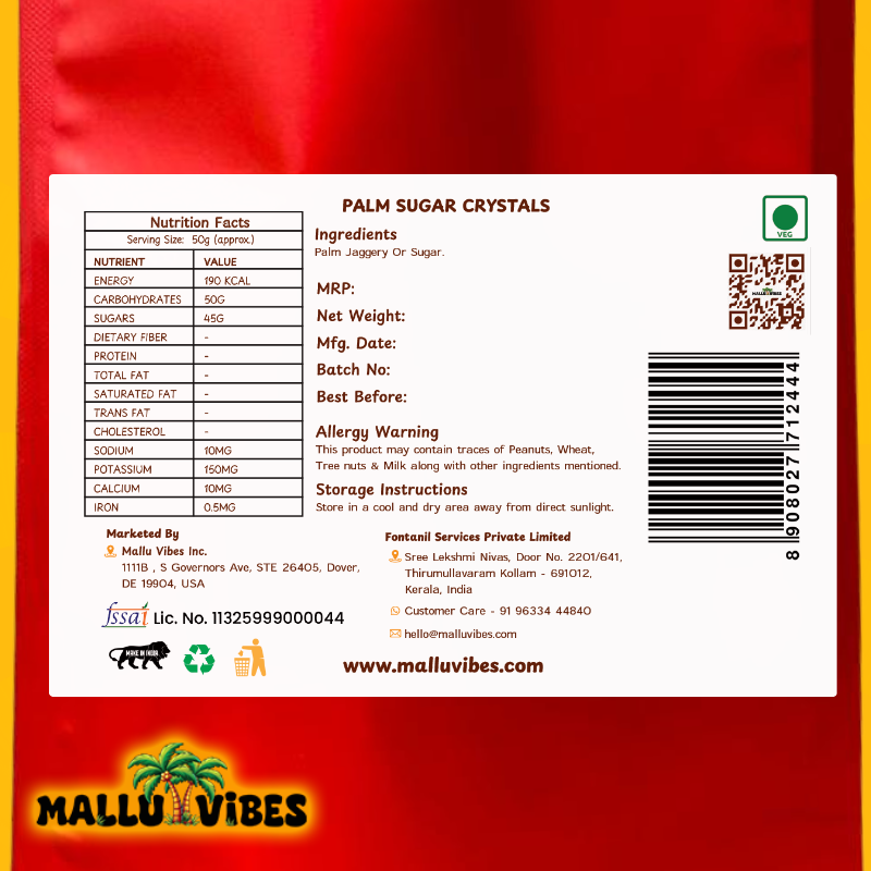 Mallu Vibes Palm Sugar Crystals - Distacart