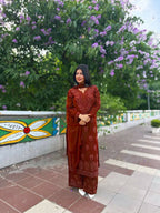 Joban Fashion Maroon Georgette Embroidery Sequence Work Readymade Kurta Set - Distacart