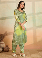 Prazu Fashion Mahendi Green Printed Cotton Reyon Kurta Pant Set - Distacart