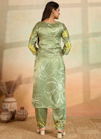 Prazu Fashion Mahendi Green Printed Cotton Reyon Kurta Pant Set - Distacart
