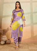 Prazu Fashion Light Lavender Printed Cotton Reyon Kurta Pant Set - Distacart