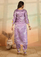 Prazu Fashion Light Lavender Printed Cotton Reyon Kurta Pant Set - Distacart